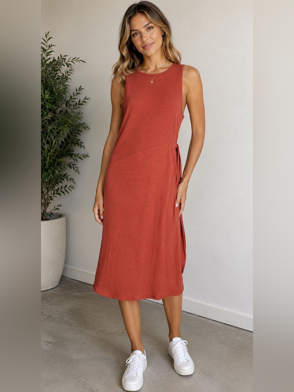 Sugarlips Sleeveless Midi Dress in Rust Size M